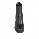 Botines para mujeres con plataforma y elasticos en piel de color negro tacon 8 - Tallas disponibles:  42