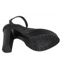 Zapato de salon para mujeres con correa y plataforma en piel de color negro tacon 12 - Tallas disponibles:  43
