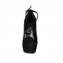 Zapato de salon para mujer con cinturon y plataforma en gamuza negra tacon 12 - Tallas disponibles:  42, 43