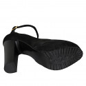 Zapato de salon para mujer con cinturon y plataforma en gamuza negra tacon 12 - Tallas disponibles:  42, 43