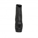 Bottines pour femmes en cuir noir avec fermeture éclair posterieur, plateforme et talon 12 - Pointures disponibles:  31