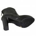 Woman's ankle boot in black leather with backside zipper, platform and heel 12 - Available sizes:  31, 42