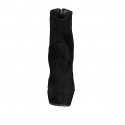 Woman's ankle boot in black suede with backside zipper, platform and heel 12 - Available sizes:  31, 43