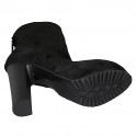 Woman's ankle boot in black suede with backside zipper, platform and heel 12 - Available sizes:  31, 42, 43