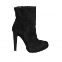 Botines con cremallera para mujeres con plataforma en gamuza de color negro con tacon 11 - Tallas disponibles:  32, 42