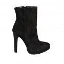 Woman's ankle boot with zipper and platform in black suede with heel 11 - Available sizes:  32, 42