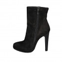 Botines con cremallera para mujeres con plataforma en gamuza de color negro con tacon 11 - Tallas disponibles:  32, 42