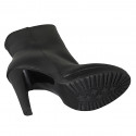 Woman's ankle boot with zipper and platform in black leather with heel 11 - Available sizes:  32, 42