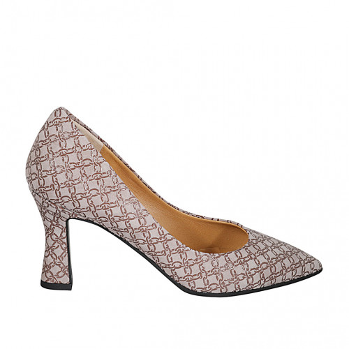 Escarpin pour femmes en daim imprimé taupe talon 8 - Pointures disponibles:  34