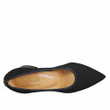 Zapato de salon puntiagudo para mujer en tejido y piel negra tacon 6 - Tallas disponibles:  33, 34, 43, 44