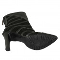 Woman's pointy ankle boot with zipper and captoe in black suede and leather heel 10 - Available sizes:  31, 33, 42, 43