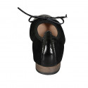 Ballerine avec noeud et bout droit pour femmes en daim et cuir verni noir talon 2 - Pointures disponibles:  33