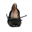 Woman's ballerina shoe with bow and captoe in black suede and patent leather heel 2 - Available sizes:  33