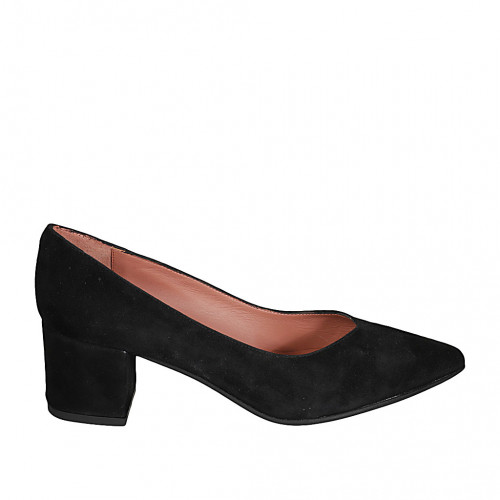 Woman's pointy pump shoe in black suede heel 5 - Available sizes:  34