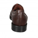 Chaussure richelieu à lacets pour femmes en cuir marron avec bout Brogue talon 3 - Pointures disponibles:  43, 45