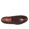 Woman's laced Oxford shoe in brown leather with Brogue pattern heel 3 - Available sizes:  43, 45