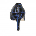 Escarpin pour femmes en cuir brossé imprimé noir et bleu talon 7 - Pointures disponibles:  34