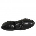 Chaussure pour femmes en cuir noir avec elastiques et chaîne talon compensé 5 - Pointures disponibles:  44