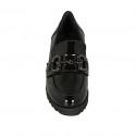 Mocasino para mujer en charol negro con accesorio tacon 6 - Tallas disponibles:  43