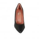 Woman's pointy pump in black leather block heel 8 - Available sizes:  34