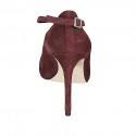 Zapato de salon para mujer con cinturon en gamuza granate tacon 12 - Tallas disponibles:  42