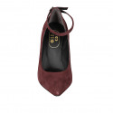 Women's pump shoe with ankle strap in maroon suede heel 12 - Available sizes:  42