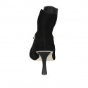Woman's pointy ankle boot with zipper and studs in black suede heel 9 - Available sizes:  42, 45