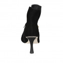 Woman's pointy ankle boot with zipper and studs in black suede heel 9 - Available sizes:  42