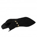 Woman's pointy ankle boot with zipper and studs in black suede heel 9 - Available sizes:  42