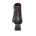 Woman's pointy ankle boot with zipper in black and red leather heel 6 - Available sizes:  42