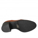 Scarpa stringata da donna modello Oxford a coda di rondine in pelle color cuoio tacco 6 - Misure disponibili: 45