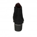 Bottines avec fermeture éclair et elastique pour femmes en daim noir talon 6 - Pointures disponibles:  45