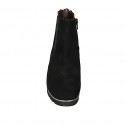 Woman's ankle boot in black suede with zipper and elastic band heel 6 - Available sizes:  45