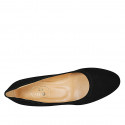 Zapato de salon redondeado para mujer en gamuza negra tacon 5 - Tallas disponibles:  32