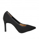 Woman's pointy pump in black-colored fabric heel 8 - Available sizes:  42