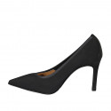 Zapato puntiagudo de salon para mujer en tejido negro tacon 8 - Tallas disponibles:  42