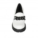 Woman's loafer in white leather with chain heel 6 - Available sizes:  34, 42, 44, 45