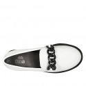 Woman's loafer in white leather with chain heel 6 - Available sizes:  34, 42, 44, 45