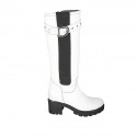 Bottes pour femmes avec boucle, elastique et fermeture éclair en cuir blanca talon 6 - Pointures disponibles:  42, 43