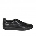 Men's laced sports shoe in black leather - Available sizes:  38