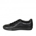 Chaussure sportif à lacets pour hommes en cuir noir - Pointures disponibles:  38, 50