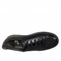 Men's laced sports shoe in black leather - Available sizes:  38