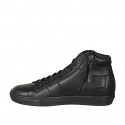 Chaussure à la cheville pour hommes avec lacets et fermeture éclair en cuir noir - Pointures disponibles:  38