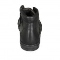 Men's ankle-high laced shoe with zipper in black leather - Available sizes:  38