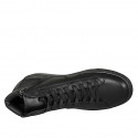 Men's ankle-high laced shoe with zipper in black leather - Available sizes:  38