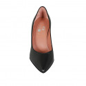 Zapato de salon con puntera a V para mujer en piel negra tacon 8 - Tallas disponibles:  32, 34, 43
