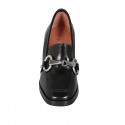 Mocasin pour femmes avec accessoire en cuir noir talon 8 - Pointures disponibles:  32, 43