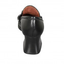 Woman's mocassin with accessory in black leather heel 5 - Available sizes:  45