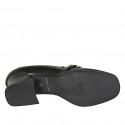 Woman's mocassin with accessory in black leather heel 5 - Available sizes:  45