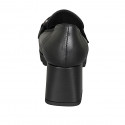 Mocasin pour femmes en cuir noir avec accessoire talon 6 - Pointures disponibles:  43
